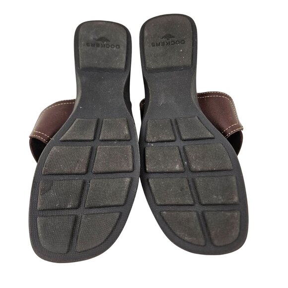 Dockers Sandals Womens Size 7.5M Brown Leather Flip Flops Casual Comfort Slip On - Picture 8 of 9